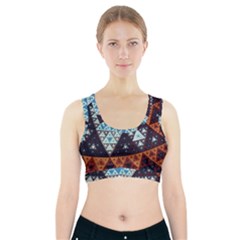 Fractal Triangle Geometric Abstract Pattern Sports Bra With Pocket by Cemarart