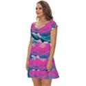 Waves Mountains Sky Short Sleeve Tiered Mini Dress View2
