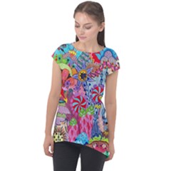 Cabbage Flower Abstract Cap Sleeve High Low Top by okhismakingart