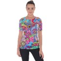 Cabbage Flower Abstract (1) (custom) Shoulder Cut Out Short Sleeve Top View1