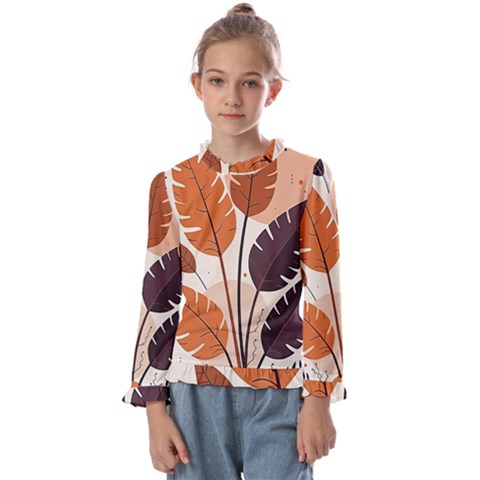 Leaves Boho Monster Nature Kids  Frill Detail T-shirt by Salmanaz77