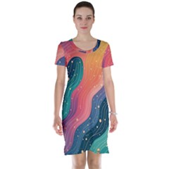 Art Abstract Pattern Short Sleeve Nightdress by Salmanaz77