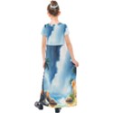Delicate Watercolor Painting Surreal Oasis Scene With Intense Dramatic Lighting Kids  Short Sleeve Maxi Dress View2