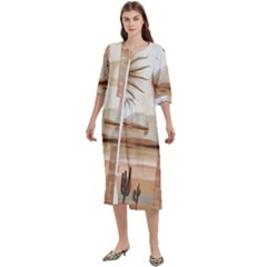 Abstract Sun Boho Bohemian Design Women s Cotton 3/4 Sleeve Nightgown by Salmanaz77