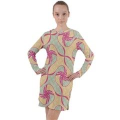 Abstract Pattern Design Scrapbooking Long Sleeve Hoodie Dress by Paksenen