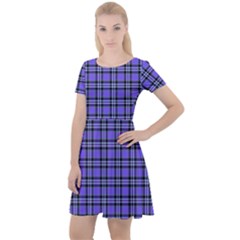 Blue Tartan Plaid 1 Cap Sleeve Velour Dress  by dressshop