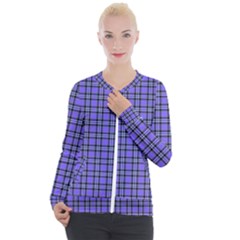 Blue Tartan Plaid 1 Casual Zip Up Jacket by dressshop