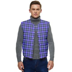 Blue Tartan Plaid 1 Men s Button Up Puffer Vest	 by dressshop