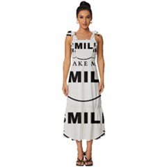 Black And White Simple Make Me Smile T Shirt 20250203 014057 0000 Tie-strap Tiered Midi Chiffon Dress by Cowcow2005