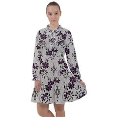 Elegant Purple Floral Jacquard Mesh Lace Fabric All Frills Dress by ArtfulThreads