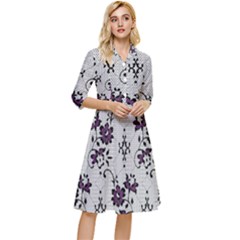 Elegant Purple Floral Jacquard Mesh Lace Fabric Classy Knee Length Dress by ArtfulThreads
