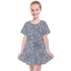Blue Ornament Complex Mosaic Print Pattern Kids  Smock Dress by dflcprintsclothing