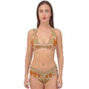 Winter Wonderland Seamless Pattern: Christmas Trees & Snowflakes on Dark Background Double Strap Halter Bikini Set View1
