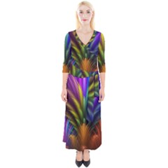 Abstract Colors - , Abstract Colors Quarter Sleeve Wrap Maxi Dress by kyorashop23