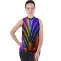 Abstract Colors - , Abstract Colors Mock Neck Chiffon Sleeveless Top View1