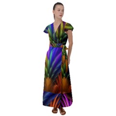 Abstract Colors - , Abstract Colors Flutter Sleeve Maxi Dress by kyorashop23
