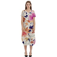 Abstract Floral Background T-shirt Midi Dress With Pockets by kyorashop23