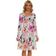 Abstract Floral Background Long Sleeve Dress With Pocket by kyorashop23