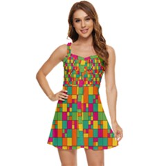 Abstract-background Ruffle Edge Bra Cup Chiffon Mini Dress by kyorashop23
