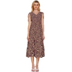 Human Spider Mutant Creatures Motif Random Pattern V-neck Drawstring Shoulder Sleeveless Maxi Dress by dflcprintsclothing