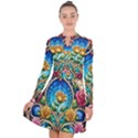 Roses Floral Stained Glass Vibrant Long Sleeve Panel Dress View1