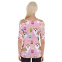 Corgi Bubble Boba Tea Pink Pattern Wide Neckline T-Shirt View2