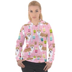 Corgi Bubble Boba Tea Pink Pattern Women s Overhead Hoodie by Salmanaz77