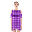 Purple Plaid Tartan 3 Shoulder Cutout One Piece Dress View1