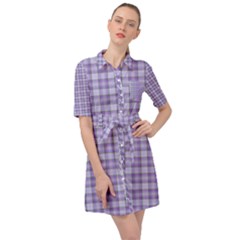 Purple Plaid Tartan 2 Belted Shirt Dress by dressshop