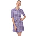 Purple Plaid Tartan 2 Belted Shirt Dress View1