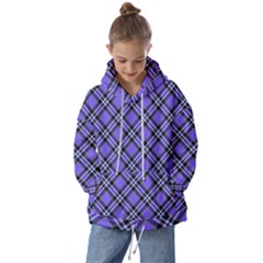 Blue Tartan Plaid 1 Diagonal Kids  Oversized Hoodie by dressshop