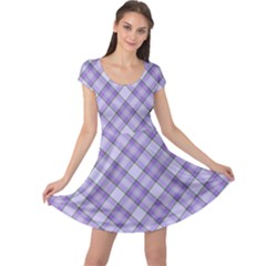 Purple Plaid Tartan 2 Diagonal Cap Sleeve Dress by dressshop