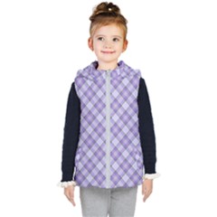 Purple Plaid Tartan 2 Diagonal Kids  Hooded Puffer Vest by dressshop