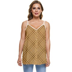 Autumn Fall Plaid Tartan 1 Diagonal Casual Spaghetti Strap Chiffon Top by dressshop