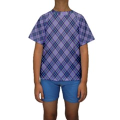 Purple Plaid Tartan 1 Diagonal Kids  Short Sleeve Swimwear by dressshop