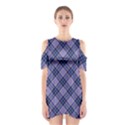 Purple Plaid Tartan 1 Diagonal Shoulder Cutout One Piece Dress View1