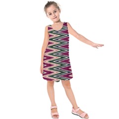 Pattern Zigzag Stripe Design Kids  Sleeveless Dress by Maspions