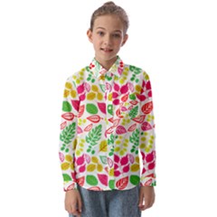 Leaves Pattern Seamless Texture Kids  Long Sleeve Shirt by Maspions