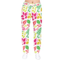 Leaves Pattern Seamless Texture Women Velvet Drawstring Pants by Maspions