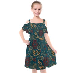 Flowers Floral Retro Flower Texture Kids  Cut Out Shoulders Chiffon Dress by Salmanaz77