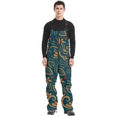 Flowers Floral Retro Flower Texture Men s Front Zip Ski And Snowboard Bib Pants by Salmanaz77