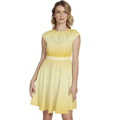 Amber Orange To Cream Yellow Bilinear Gradient Cap Sleeve High Waist Dress by GradientsOmbre