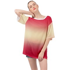 Crimson Red To Cream Yellow Bilinear Gradient Oversized Chiffon Top by GradientsOmbre