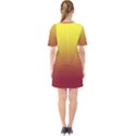 Electric Yellow To Burgundy Red Linear Gradient Sixties Short Sleeve Mini Dress View2