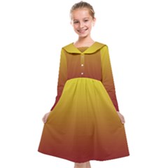 Electric Yellow To Burgundy Red Linear Gradient Kids  Midi Sailor Dress by GradientsOmbre