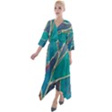 Aqua Batik, Abstract, Colorful Quarter Sleeve Wrap Front Maxi Dress View1
