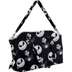 Jack Print, White, Before, Plain, Black, Simple, Christmas Canvas Crossbody Bag by kyorashop23