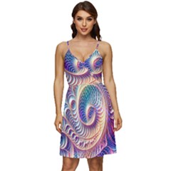 Abstract Fractal Art Swirl Pattern V-neck Pocket Summer Dress  by Salmanaz77