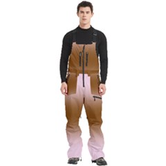 Pink Lace To Chocolate Brown Bilinear Gradient Men s Front Zip Ski And Snowboard Bib Pants by GradientsOmbre