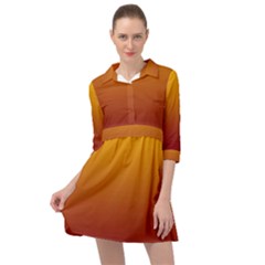 Amber Orange To Burgundy Red Linear Gradient Mini Skater Shirt Dress by GradientsOmbre